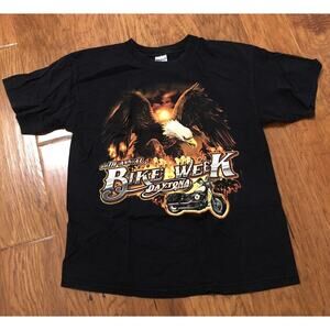 Gildan 2007 66th Annual Daytona Beach Bike Week Shirt Unisex L Eagle Palm Flames